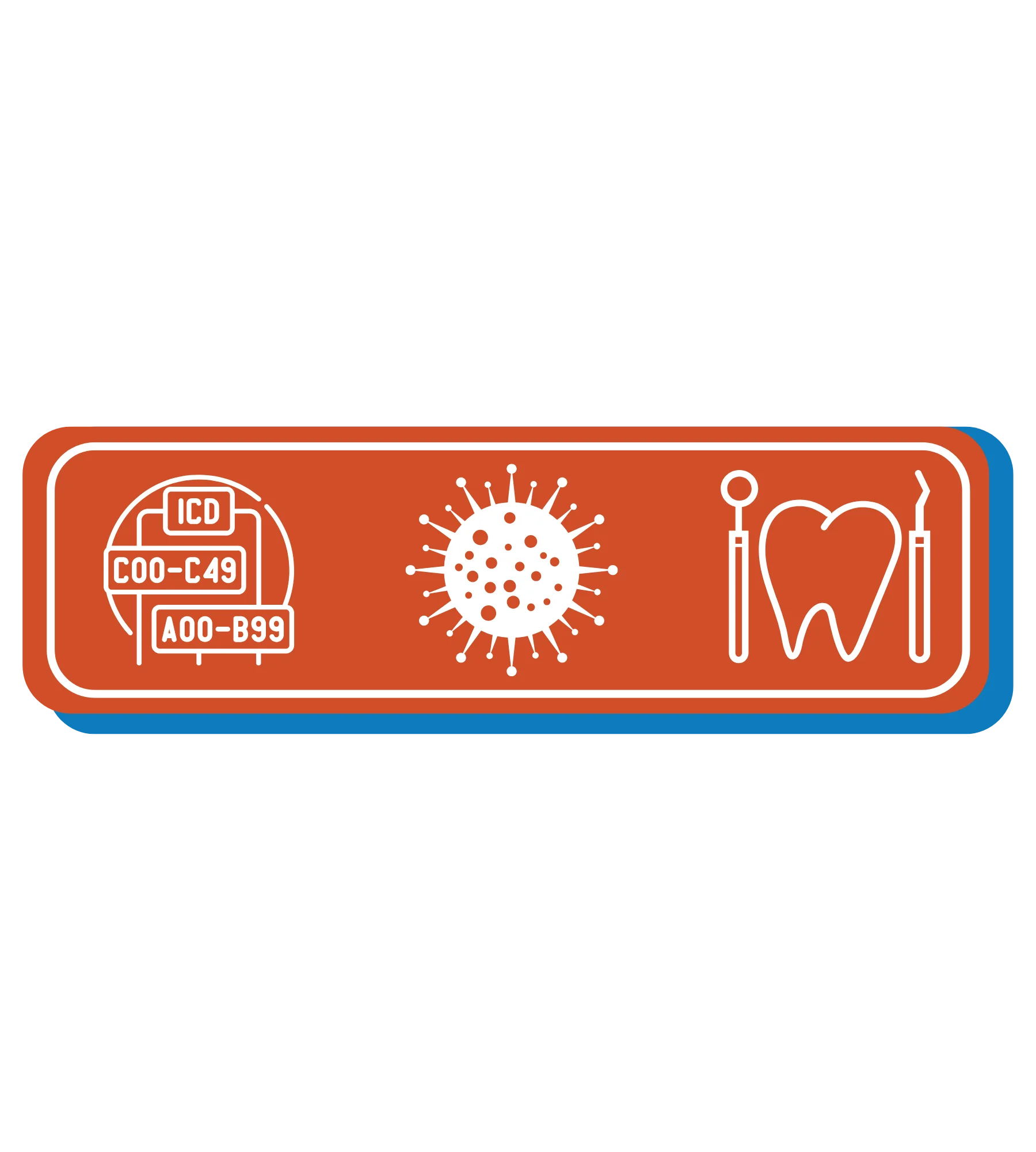 Modern box layout with icons representing CPT codes, ICD-10, and Denti-Cal