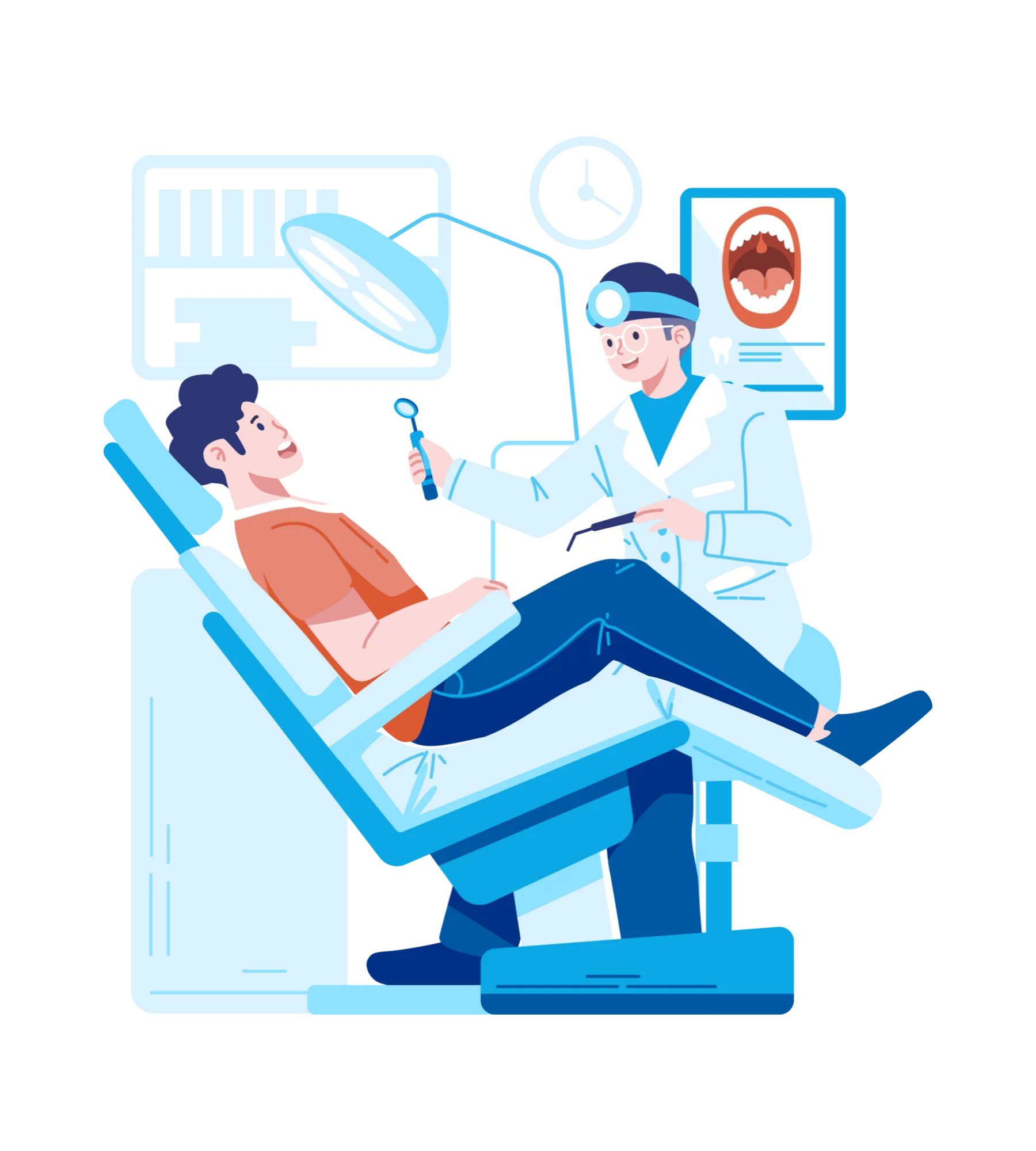 Orthodontic office with patients and staff